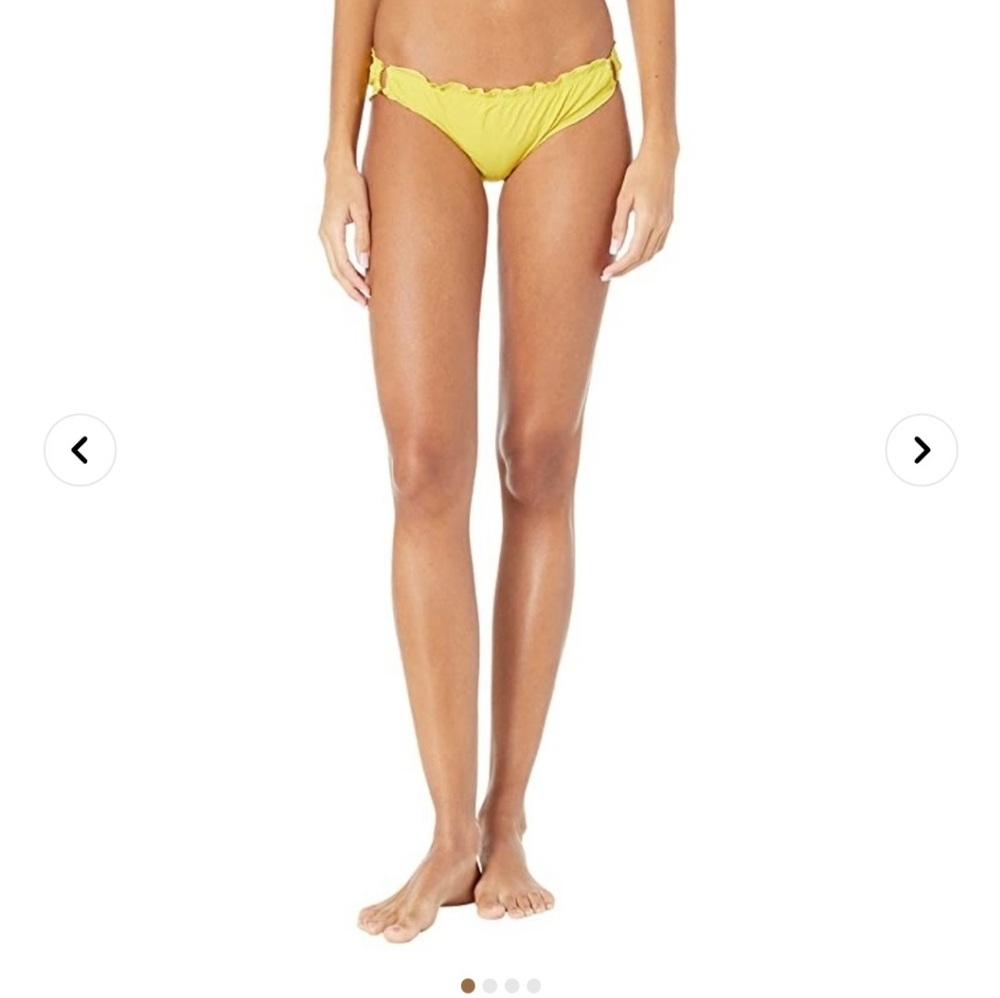 Kate Spade ruffle edge bikini bottoms size M yellow low rise NWT